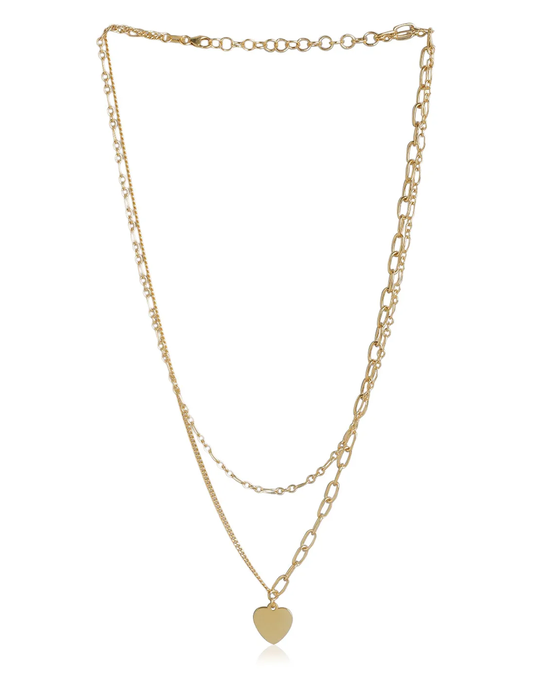 18Kt Gold Plated With Dangling Heart Layered Necklace For Women