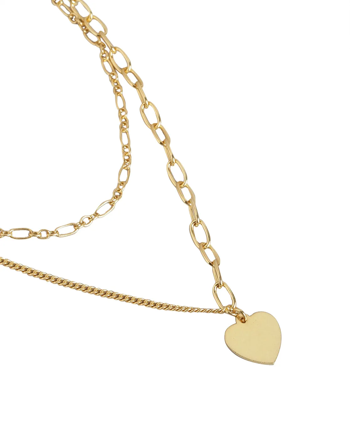 18Kt Gold Plated With Dangling Heart Layered Necklace For Women