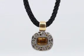 20’’ Natasha Two-Tone Gold Citrine & Diamond Pendant on Silk Necklace (14.50g.)