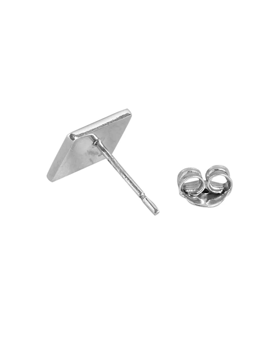 925 Sterling Silver Rhodium Plated With Zirconia Square Stud Earring