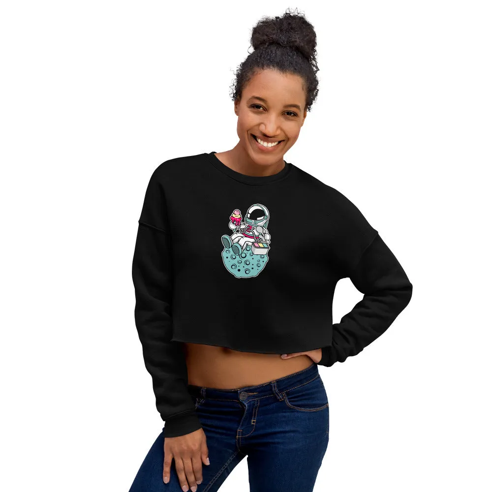 Astronaut | Ice Cream | Pop Art | Women's | Crop | Sweatshirt