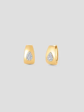 Aurora Yellow Gold White Diamond Pear Shape Huggy Earring