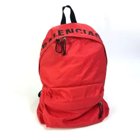 BALENCIAGA Backpack 507460 Nylon Red Bicolor Bag Wheel logo mens Used Authentic