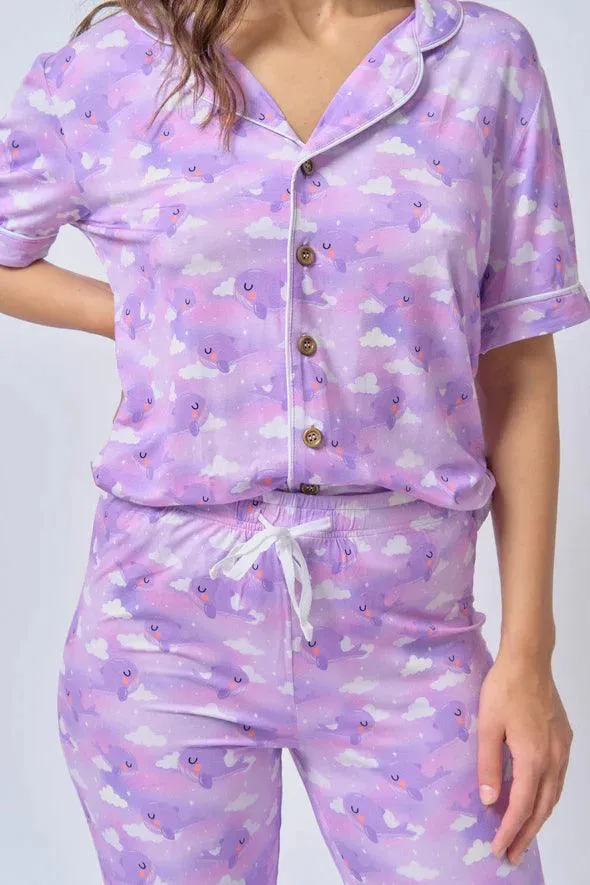 Bamberry Adult Short Sleeves Button Down PJ Set KPOP Inspired - Whalien