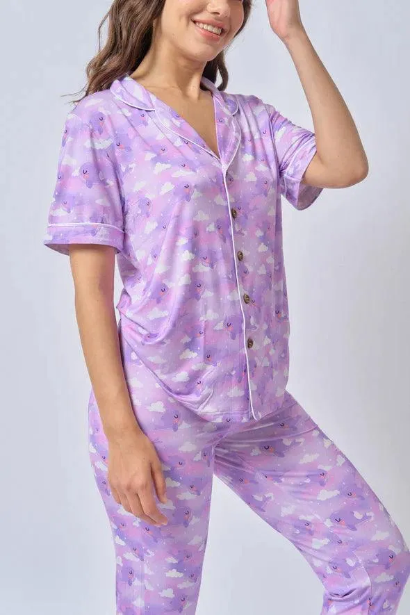 Bamberry Adult Short Sleeves Button Down PJ Set KPOP Inspired - Whalien