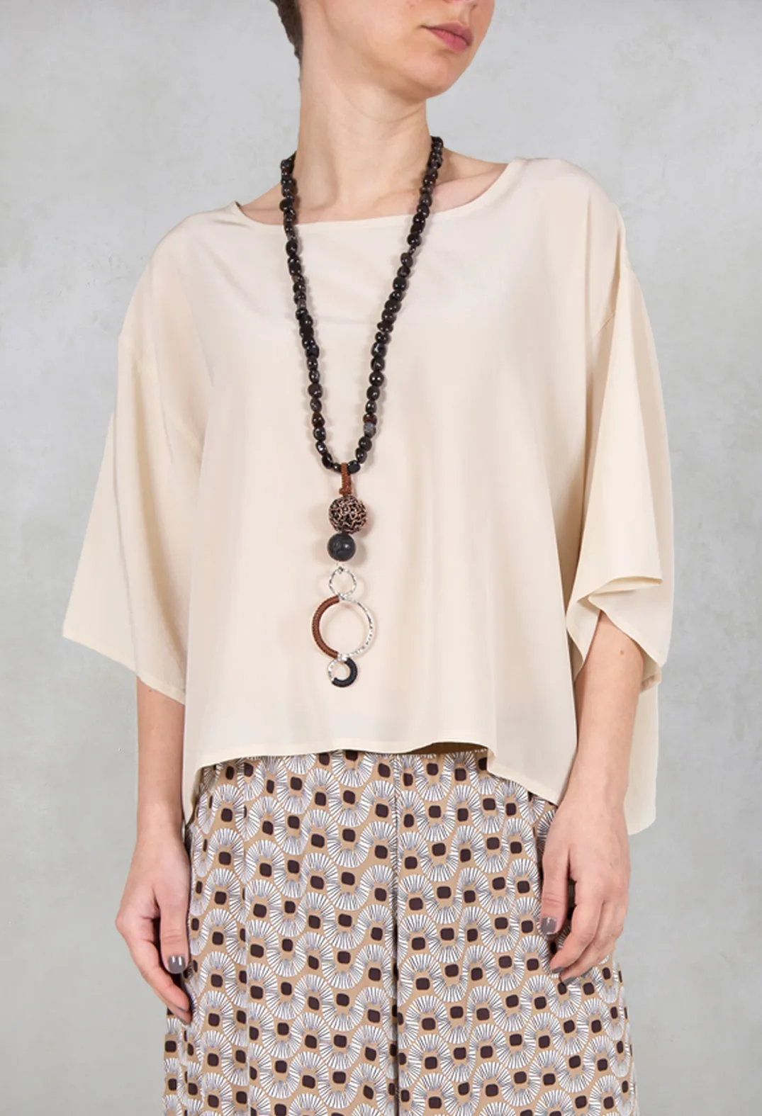 Boxy Cropped Top in Sabbia-Sand