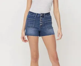 Buttoned Up Denim Shorts by Vervet