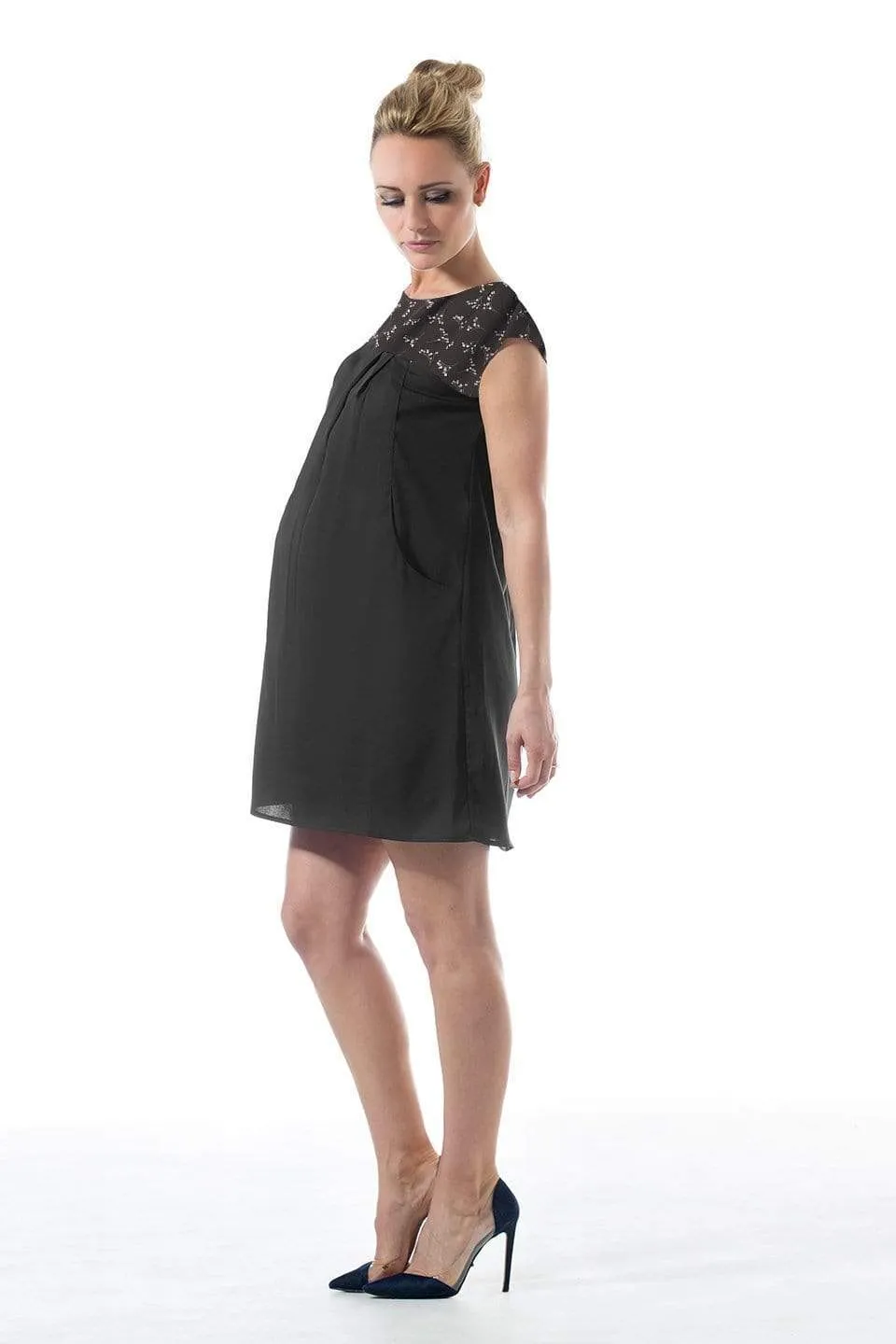 Carita Block Black Sprig Nursing Dress