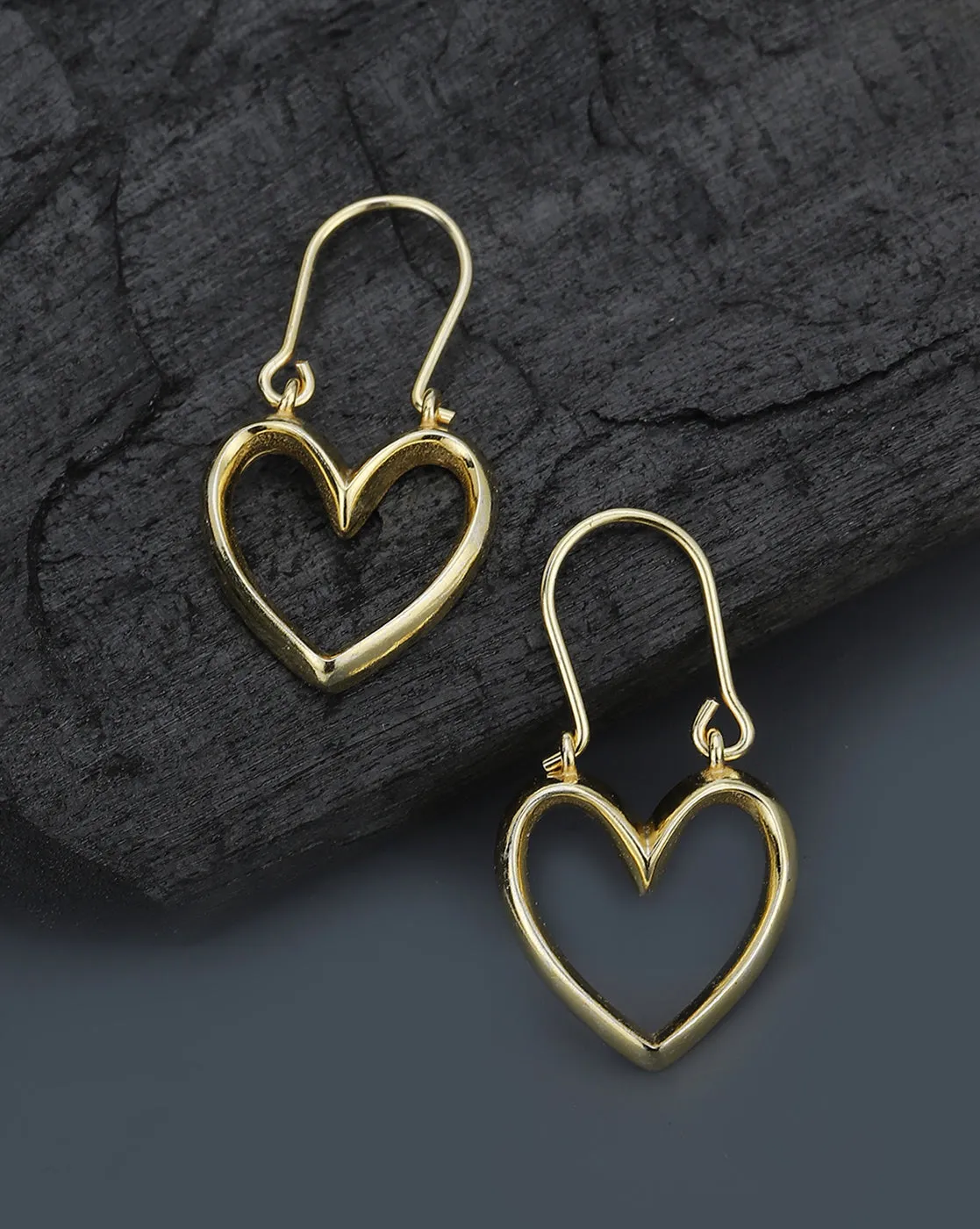 Carlton London 18Kt Gold Plated Drop Earrings With Textured Heart