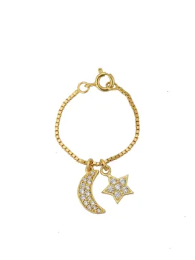 Carlton London Gold Plated Cz Studded Star-Moon Shape Watch Charm For Women