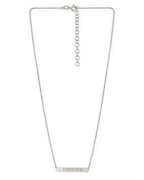 Carlton London Ingrave Text Inline Bar With Rhodium Plated Necklace