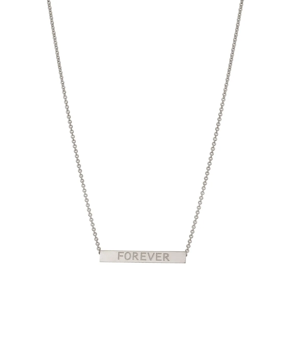 Carlton London Ingrave Text Inline Bar With Rhodium Plated Necklace