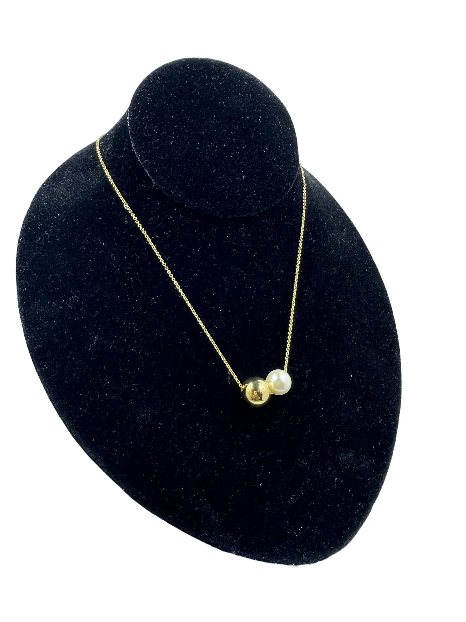 Carrie Pearl Strung Gold Ball Necklace