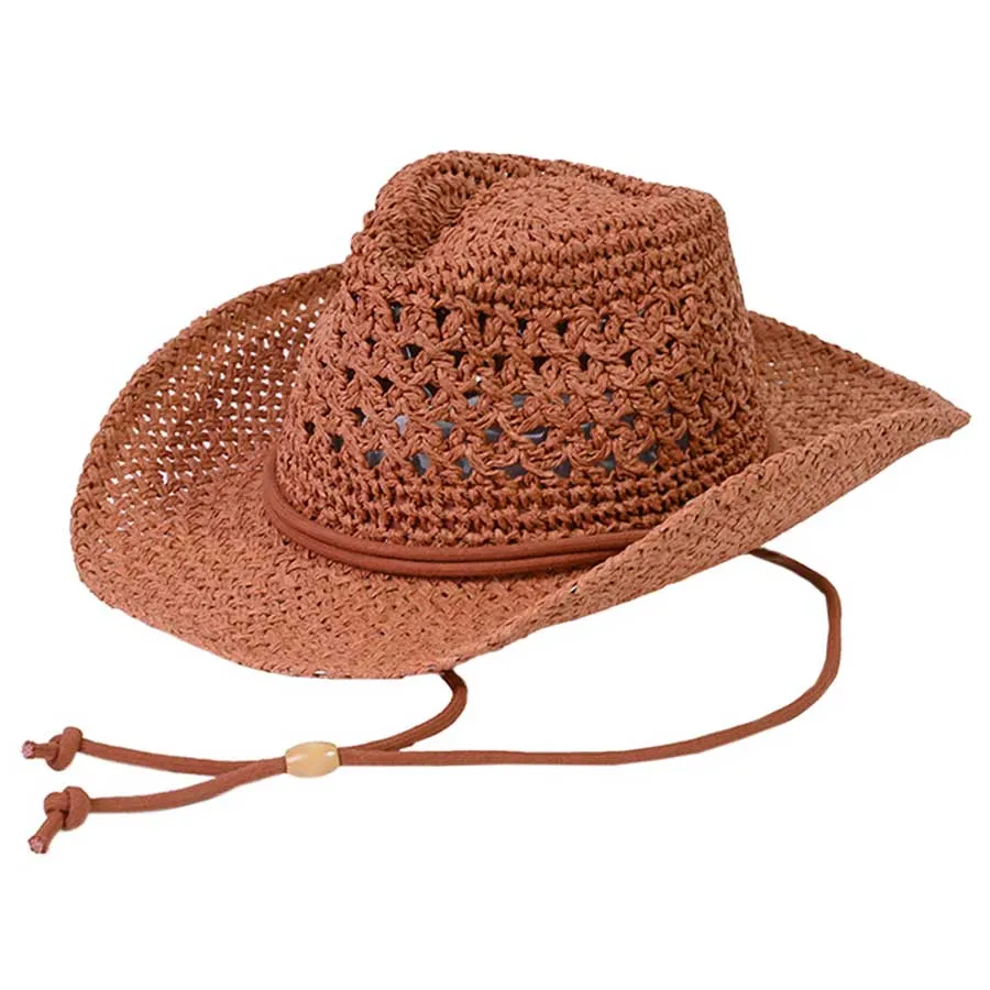 C.C Paper Straw Open Weaved Cowboy Hat