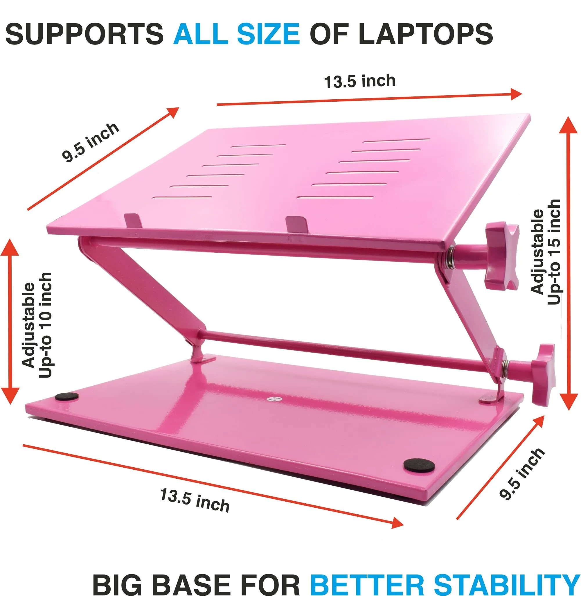 Crinds Pure Metal Laptop Stand for Table (Pink)