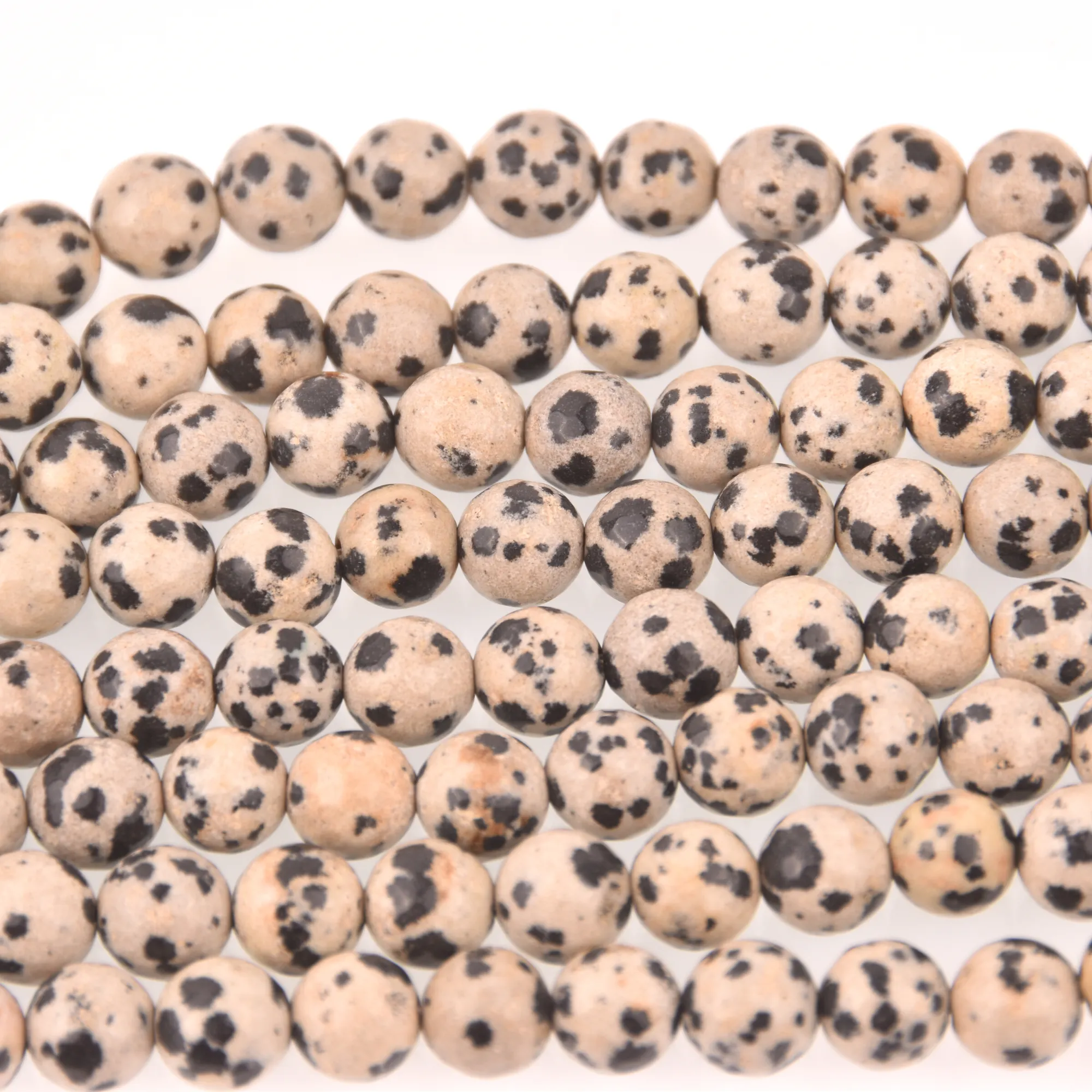 Dalmatian Jasper, 8mm Faceted Round Gemstone Beads, full strand, gem0832