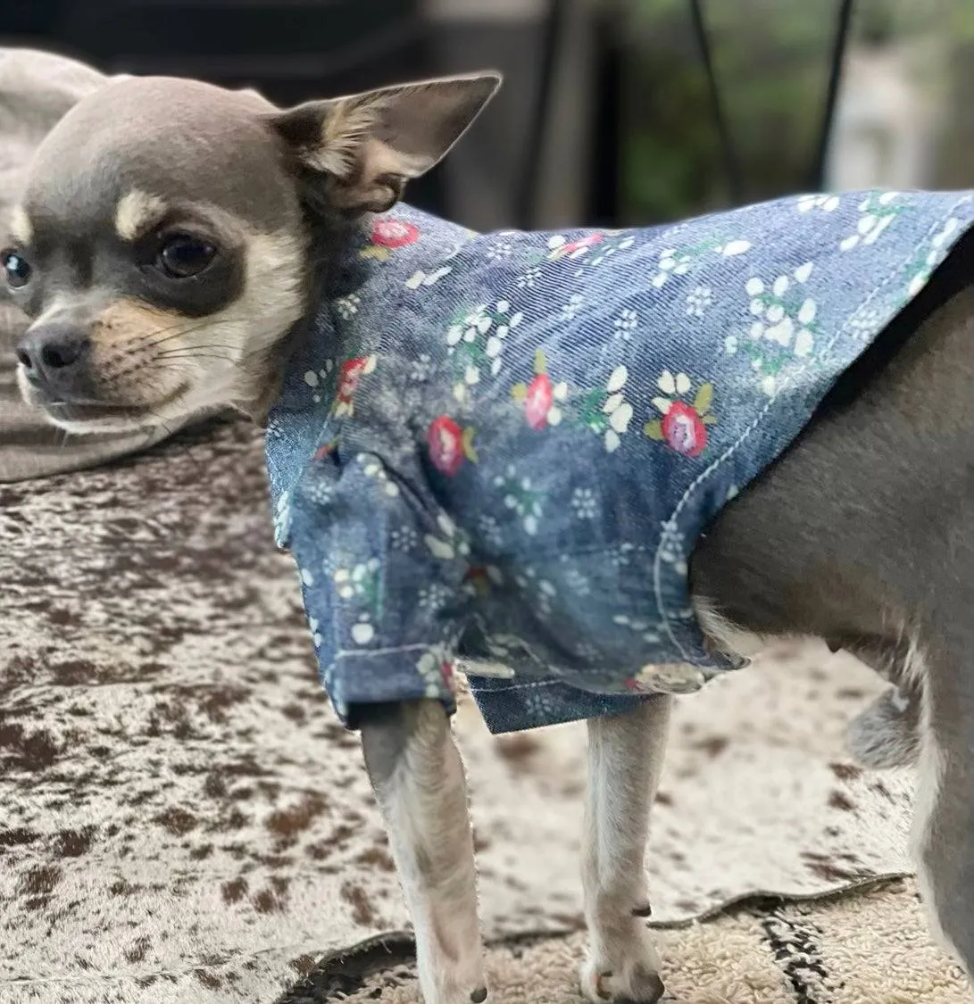 Dog Cotton Denim Shirt for Chihuahua and small breeds