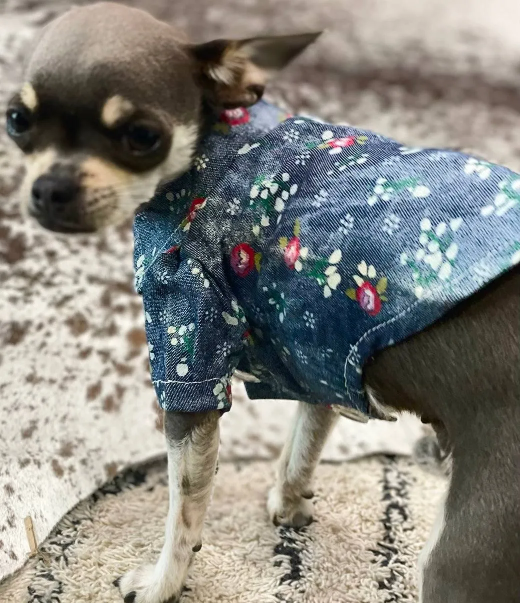 Dog Cotton Denim Shirt for Chihuahua and small breeds