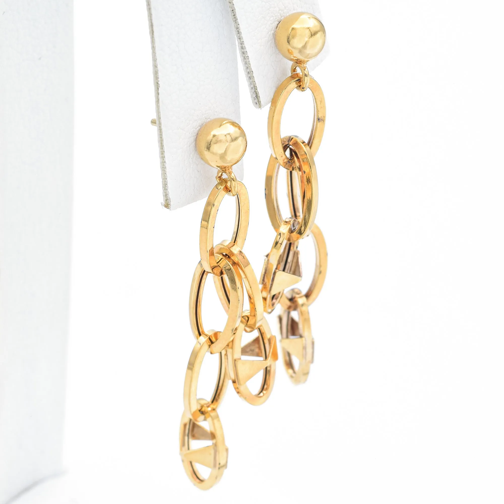 Estate 14K Yellow Gold Cable Chain Drop Dangle Earrings