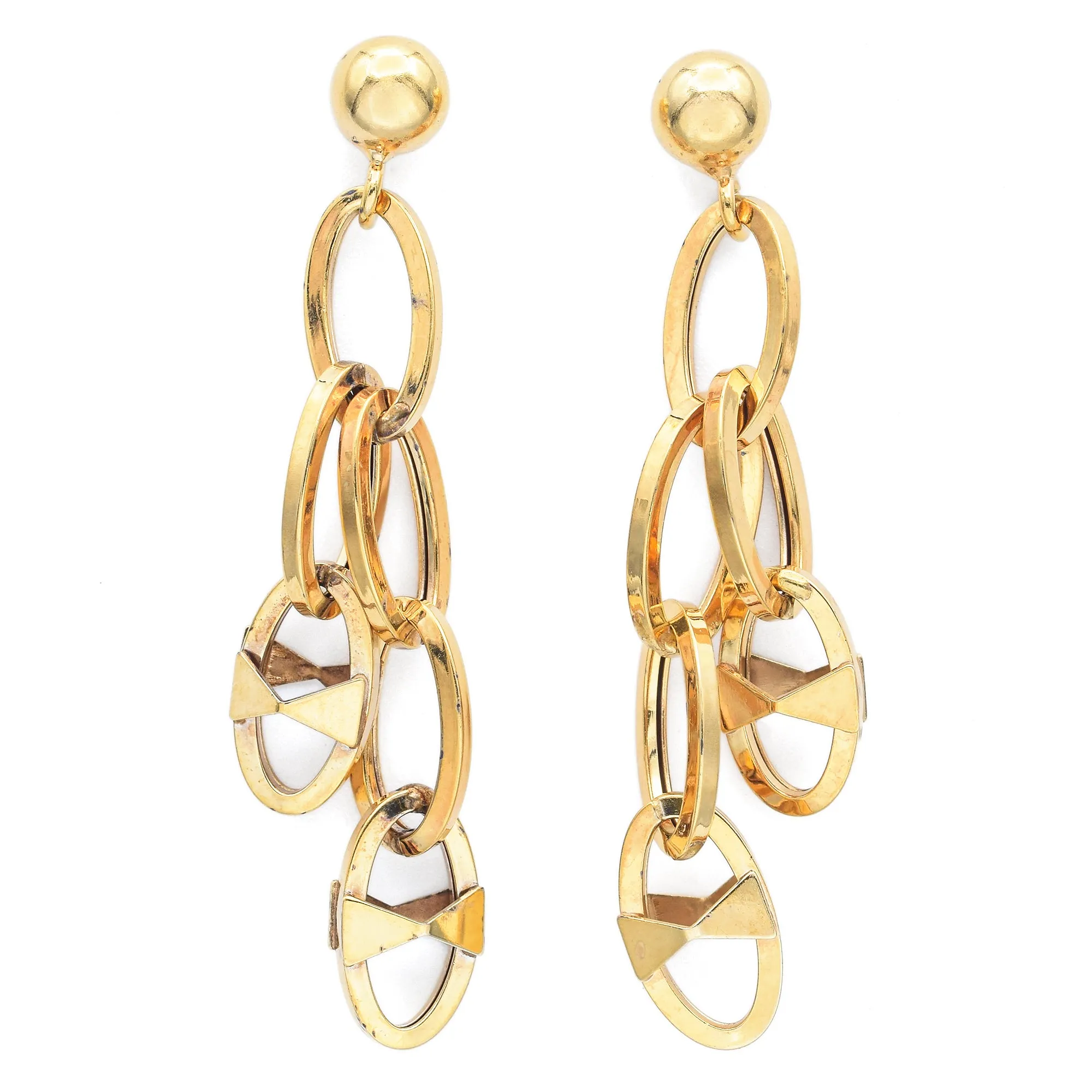 Estate 14K Yellow Gold Cable Chain Drop Dangle Earrings