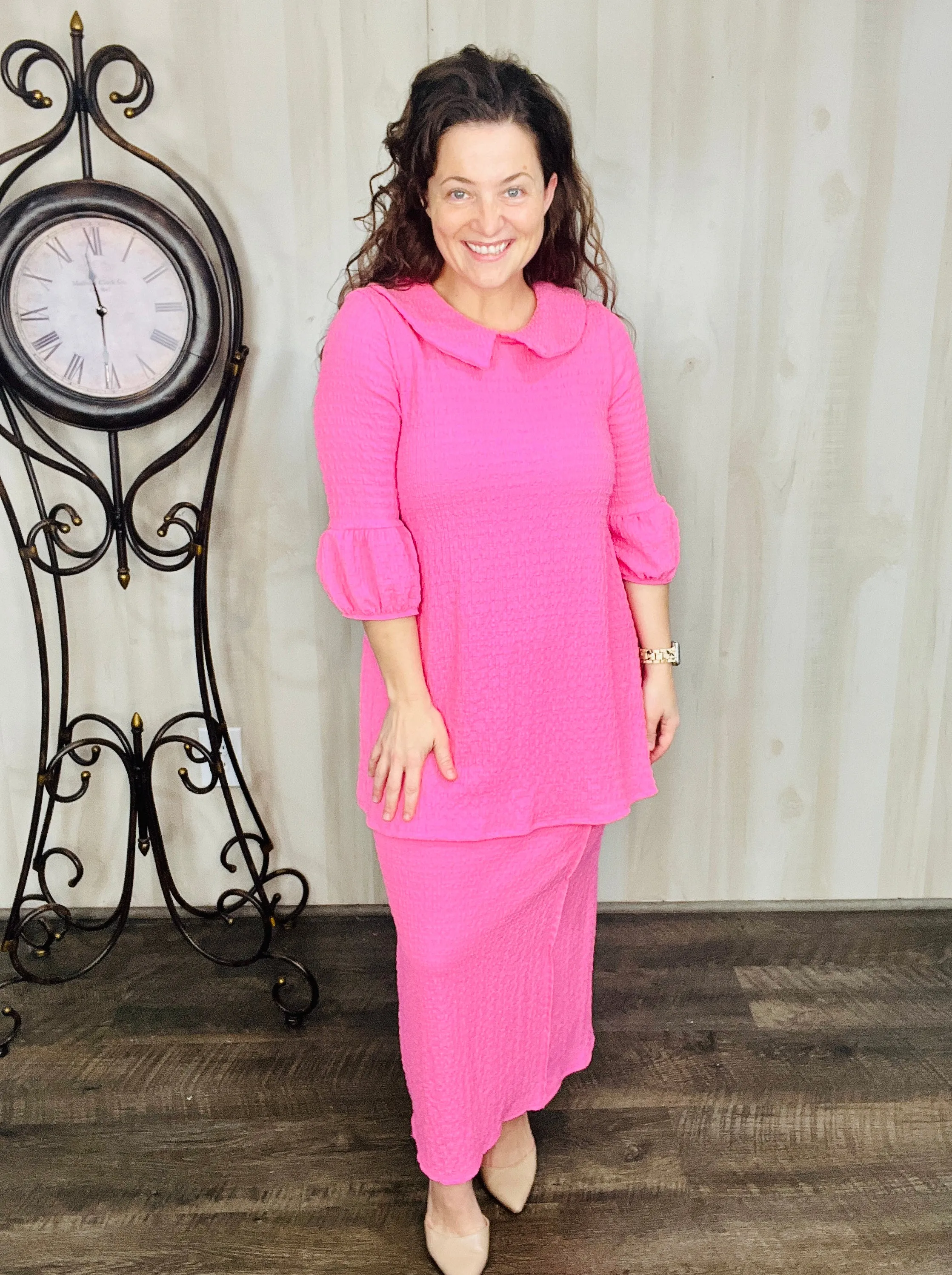 Feeling Sweet Textured Tunic-Pink