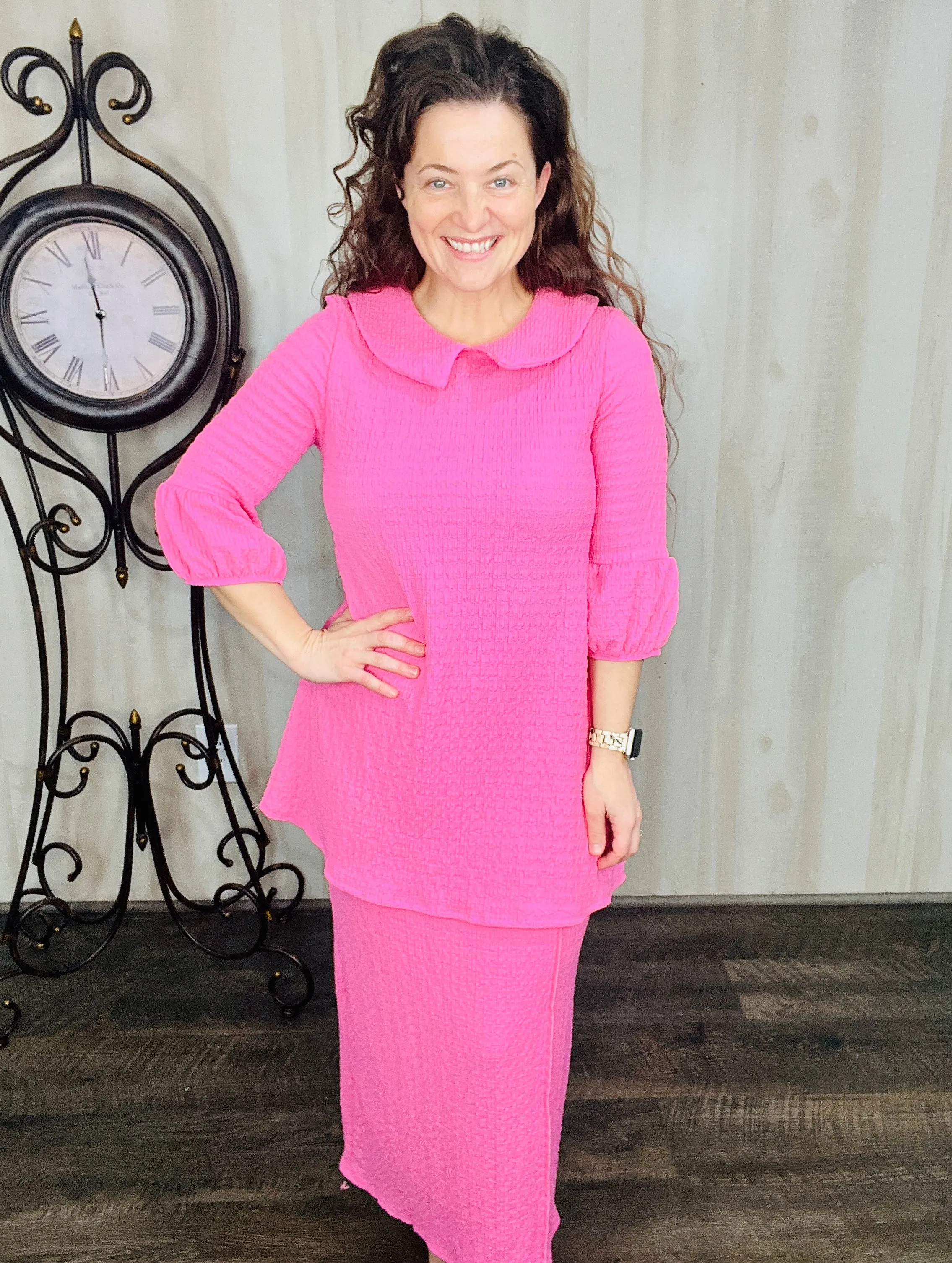 Feeling Sweet Textured Tunic-Pink