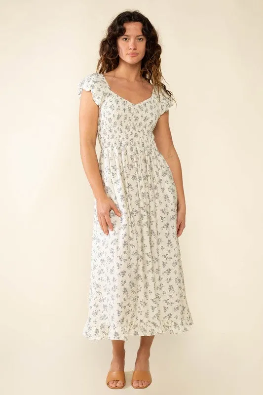 Floral Smock Bust Midi Dress