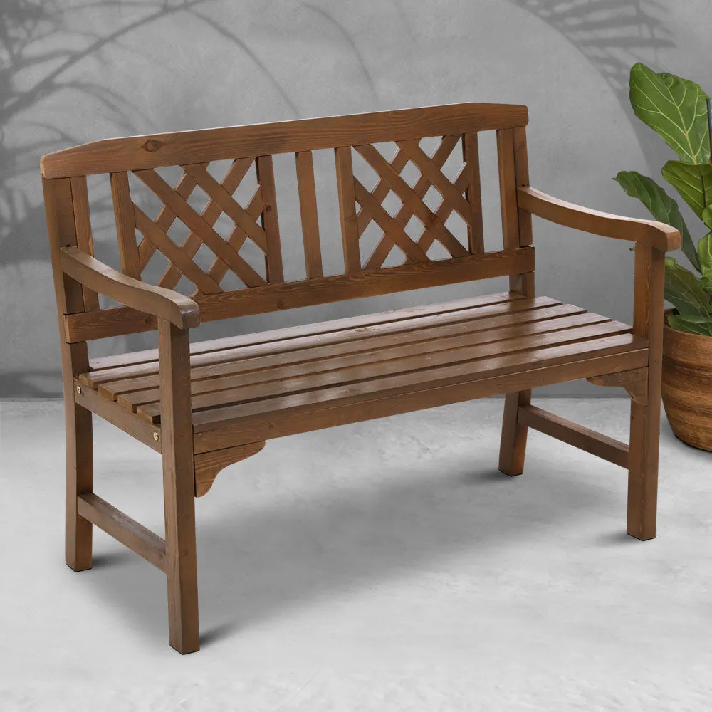 Gardeon Wooden Garden Bench 2 Seat Patio Furniture Timber Outdoor Lounge Chair Natural