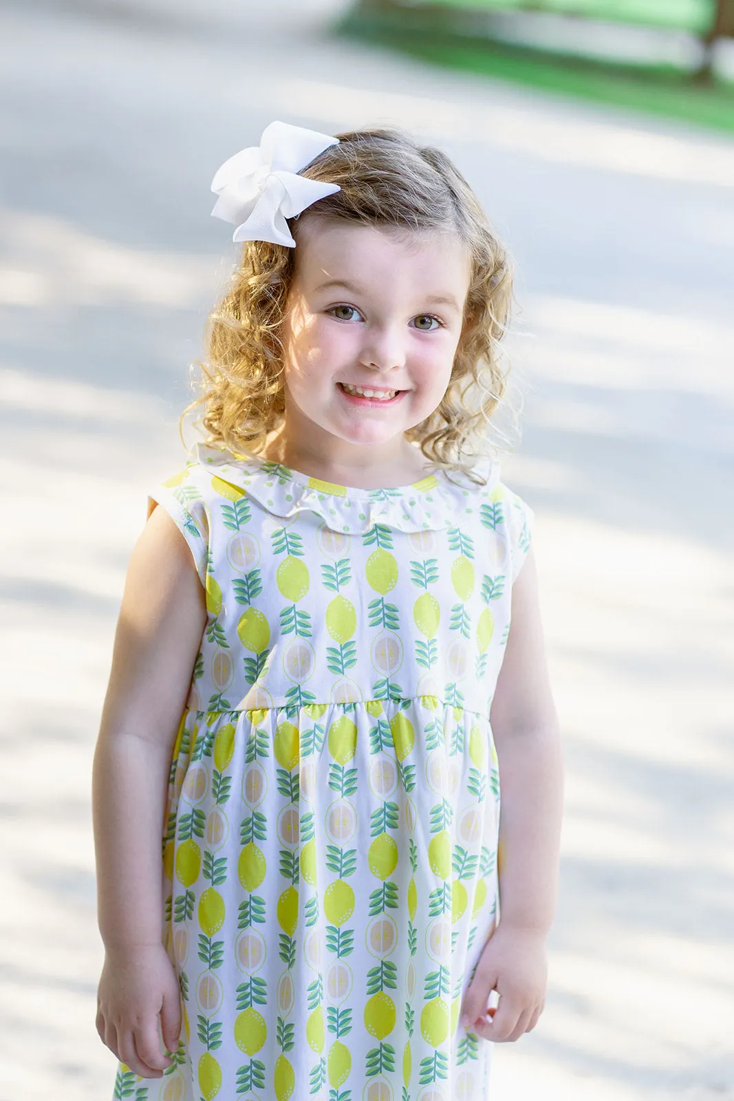 Girl's "Lemonade Stand" pima print dress