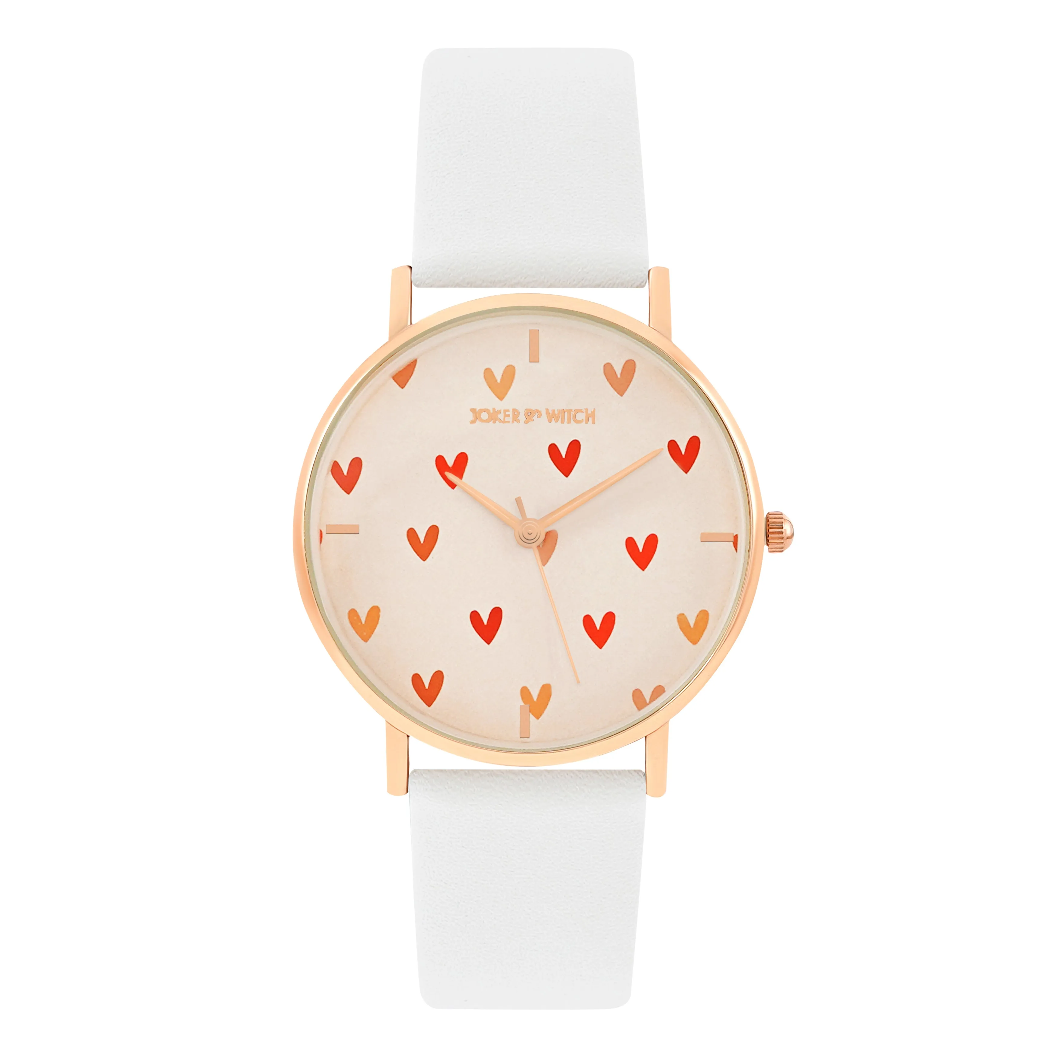 Happy Hearts White PU Strap Watch