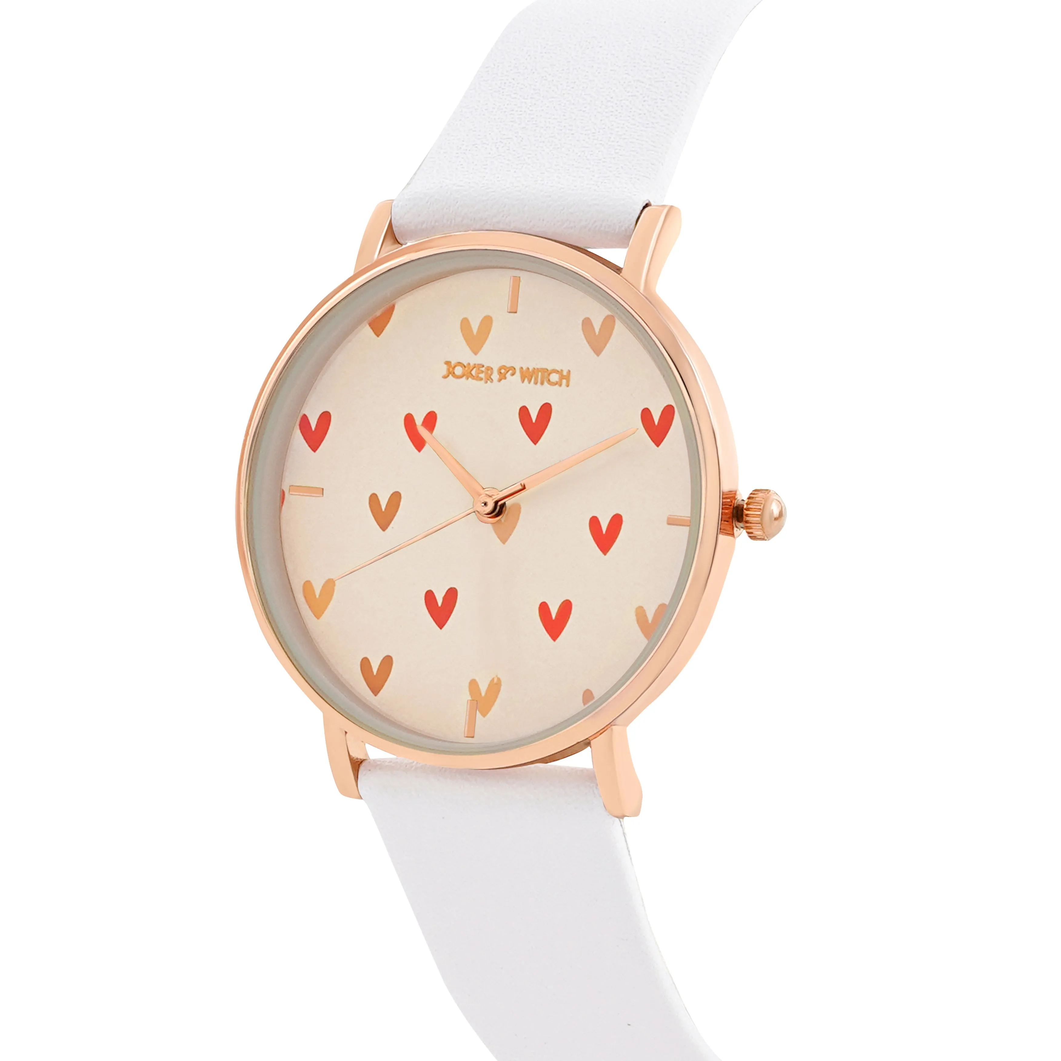 Happy Hearts White PU Strap Watch