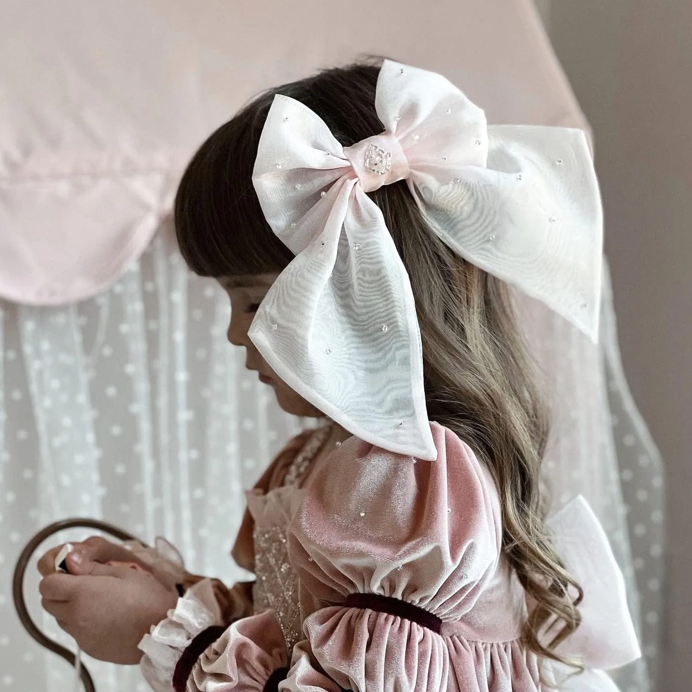 Juliette Pink Organza Hair Bow