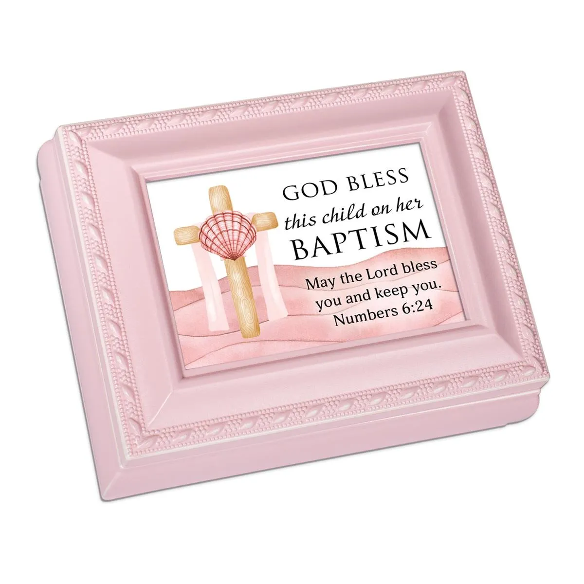 Keepsake Box God Bless Child Baptism Pink