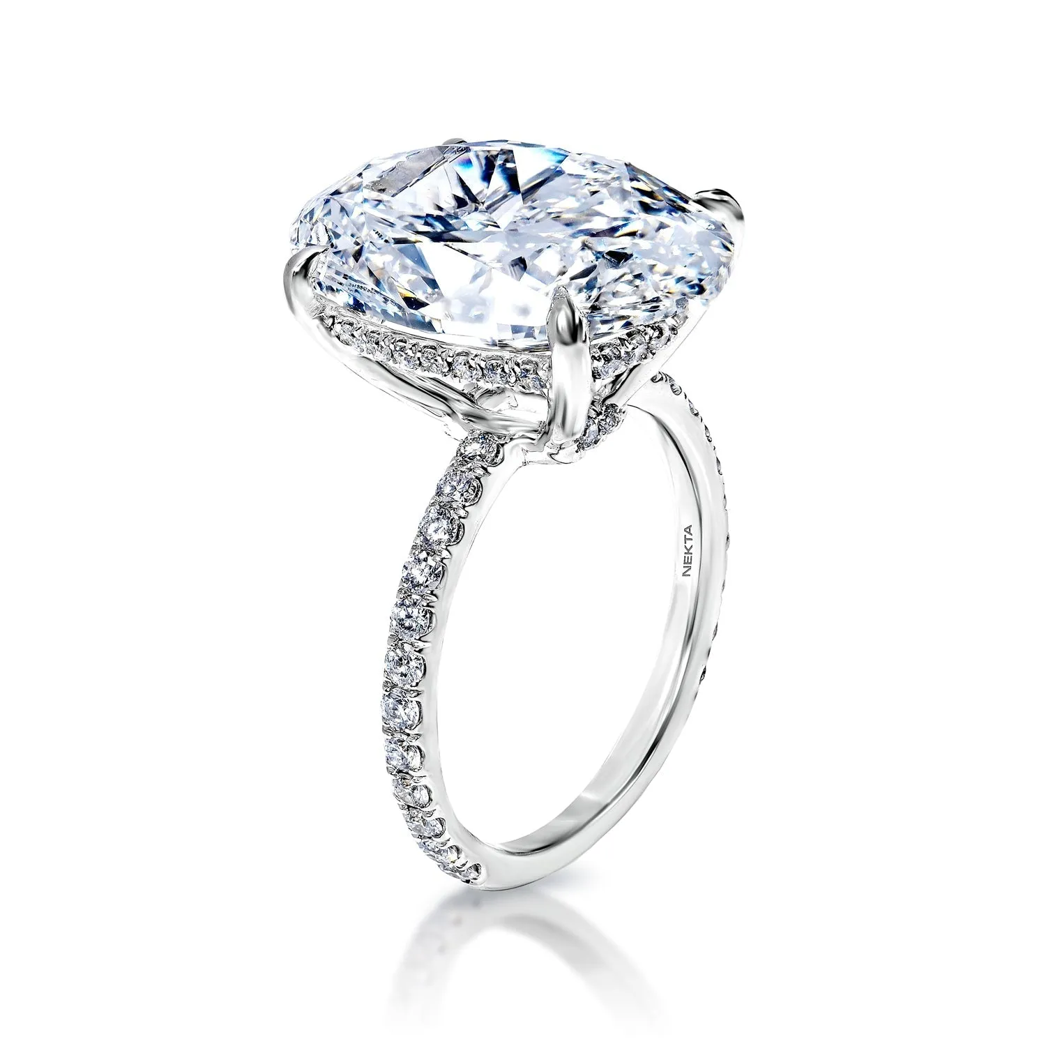 Lurene 11 Carat F VS1 Oval Cut Lab Grown Diamond Engagement Ring in 18k White Gold. IGI Certified