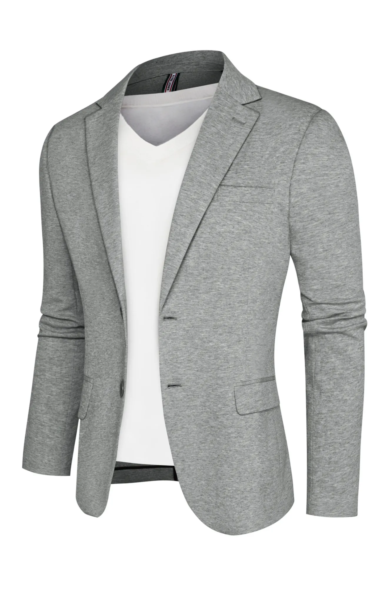 Men Back Slit Blazer Coat Casual Long Sleeve Notch Lapel Two-Button Suit Coat