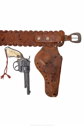 Miscellaneous, Holsters & Pop Pistols, Tooled Leather, Hubley COWBOY Jr., Vintage ‘50s, 121D