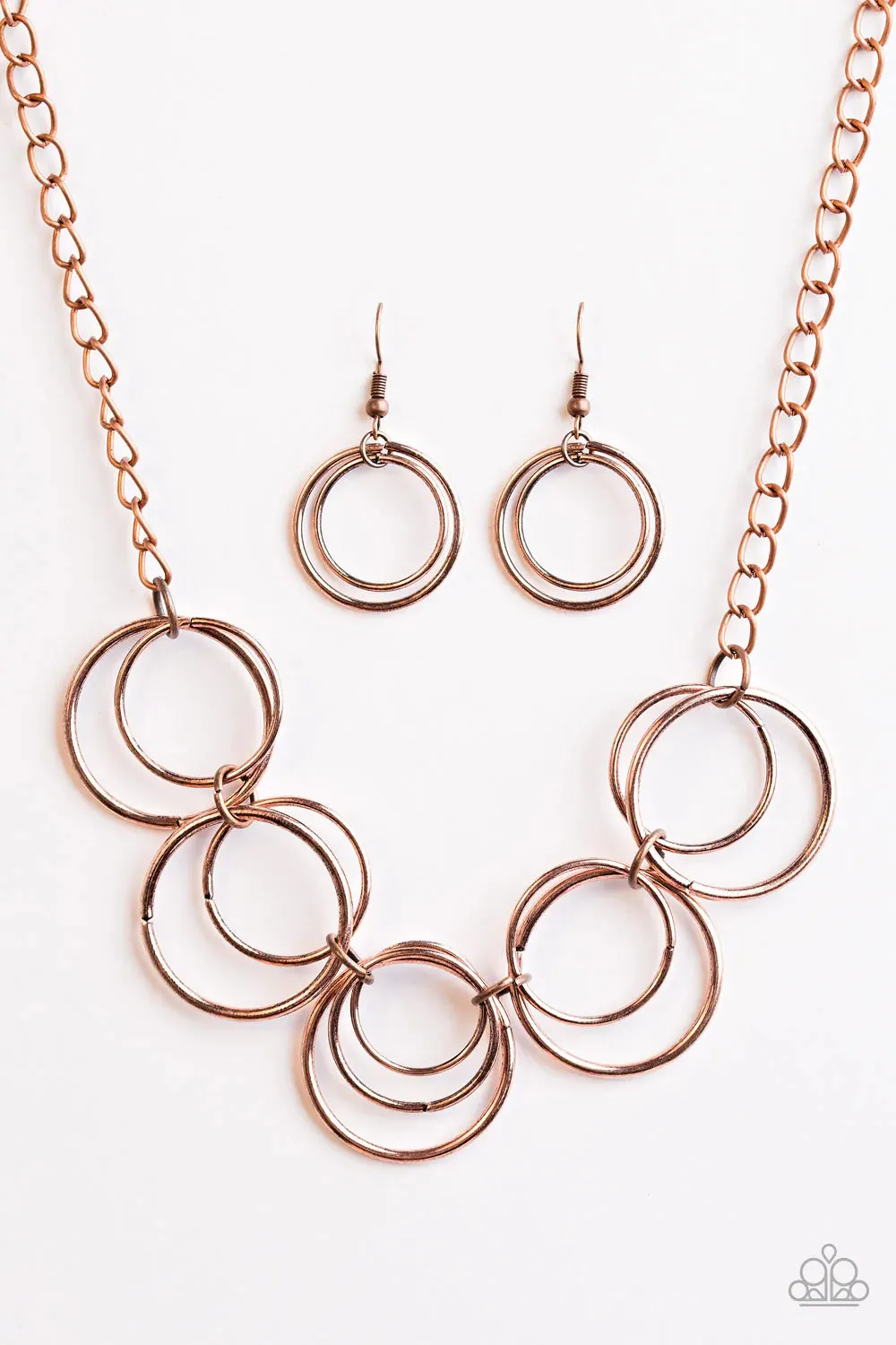 Paparazzi Accessories - CIRCLE du Soleil #N18 Peg - Copper Necklace