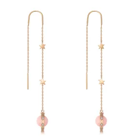 Pink Opal Gold Drop Earrings - Anahata