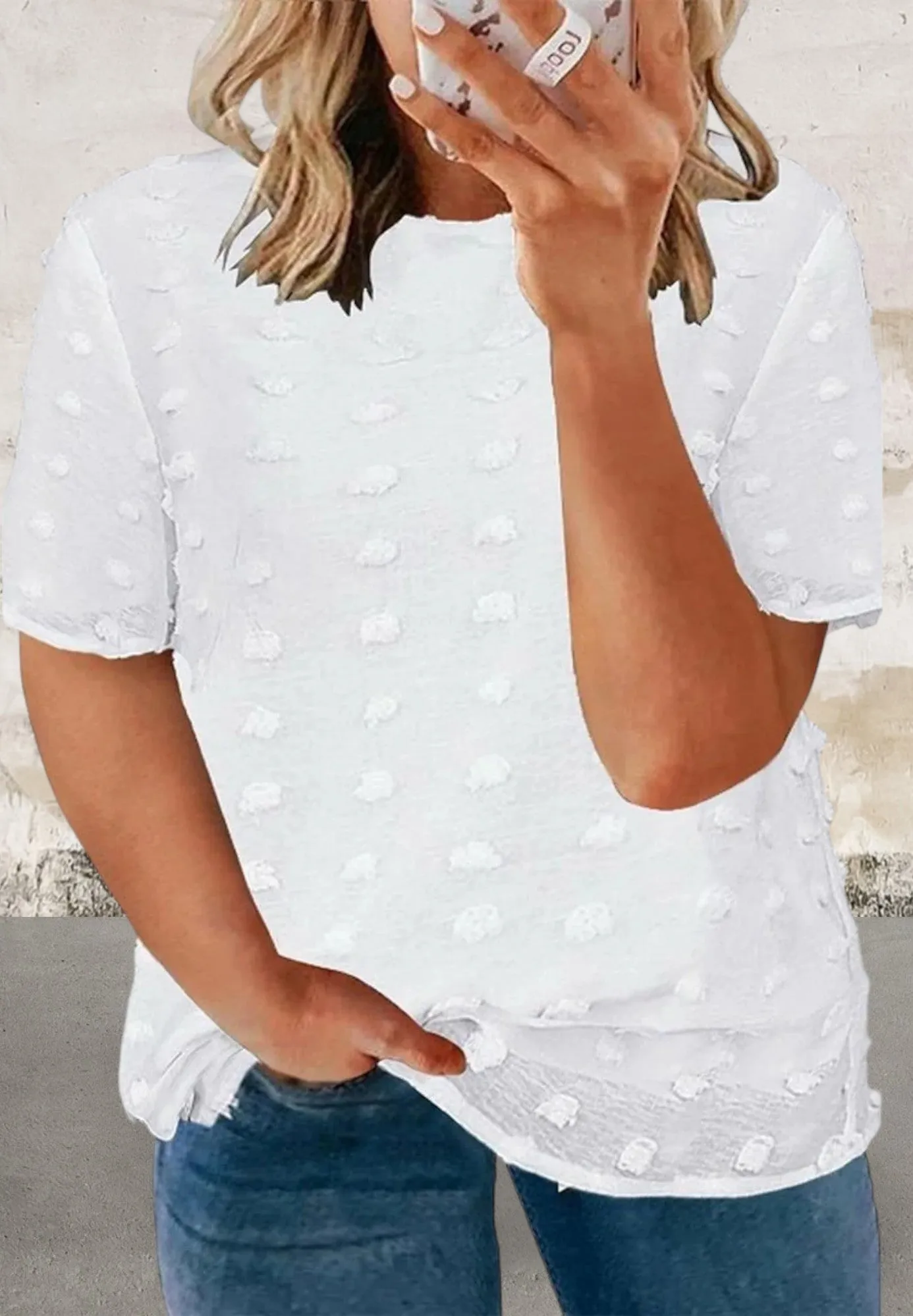 Plus Size Short Sleeve Crewneck White Top