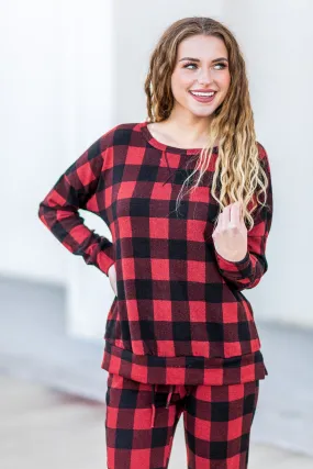 "Sleigh Ride" Buffalo Plaid Lounge Top - SALE