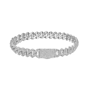 Round Cut Moissanite Prong Cuban Link Bracelet