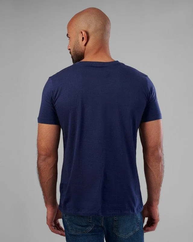 ROUND NECK PRINTED T-SHIRT - NAVY