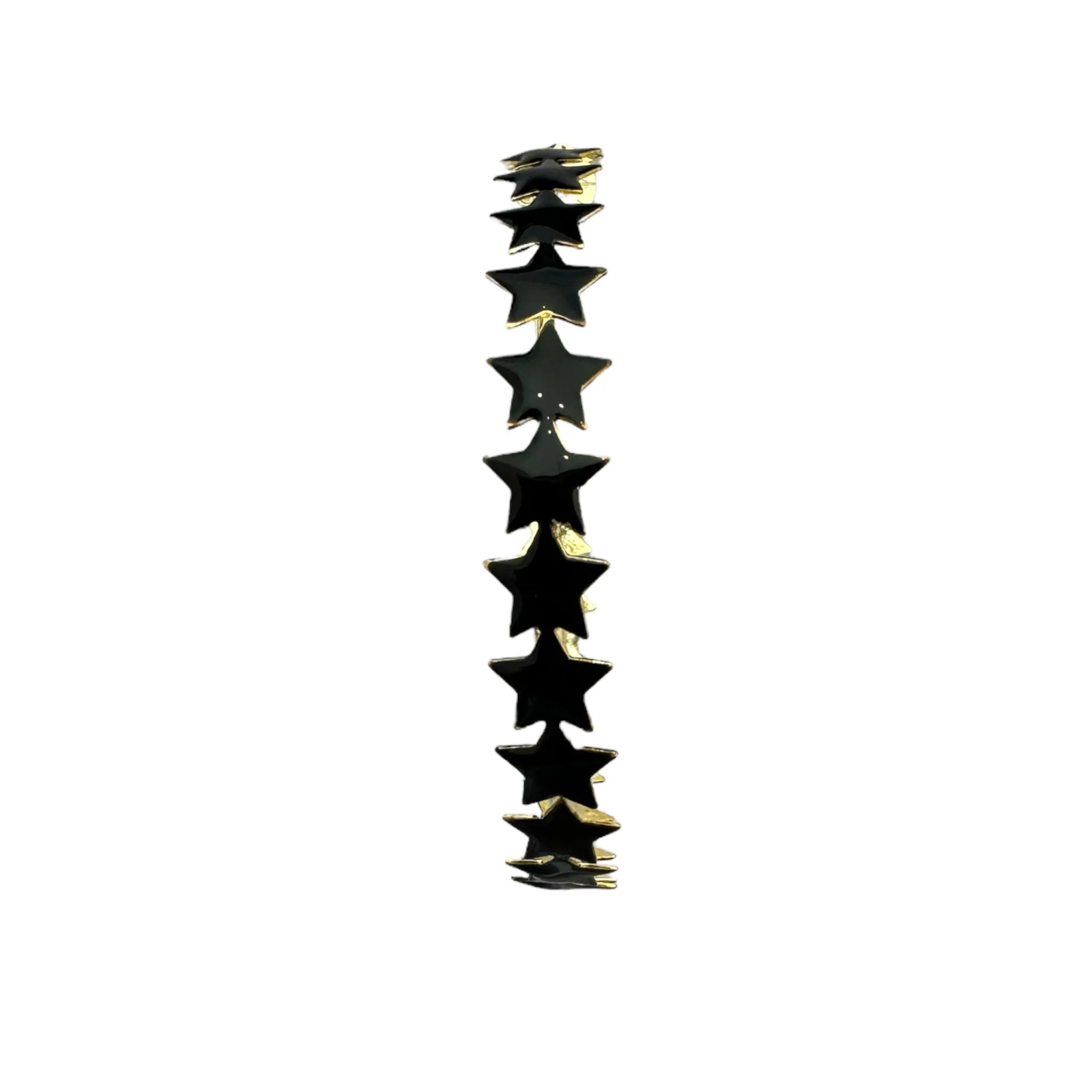 Sheila Fajl Small Corona Star Hoops in Black Resin and Gold Plated