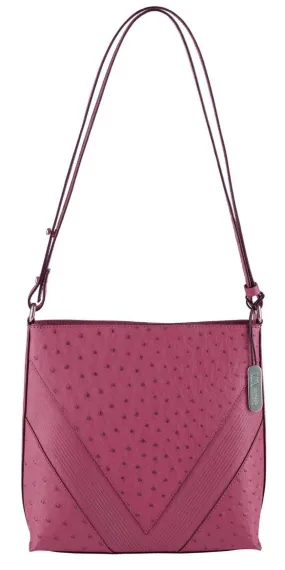 Via Veneta Vera Ostrich Quill Leather Handbag | Pink