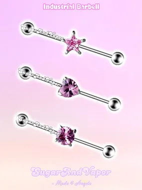 Y2K Babe Pink Crystals Industrial Barbell