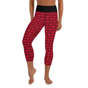 Yoga Capri Leggings Red and Black